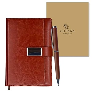 giftana 2 in 1 diary with pen gift set for men and women leather notebook diary amp metal pen birthday gifts for husband brother father new year corporate gift for employee gift set brown2