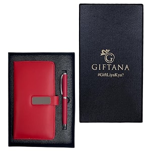 giftana 2 in 1 diary with pen gift set for men and women leather notebook diary amp metal pen birthday gifts for husband brother father diwali corporate gift for employee gift set red