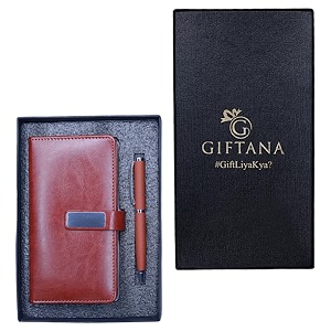 giftana 2 in 1 diary with pen gift set for men and women leather notebook diary amp metal pen birthday gifts for husband brother father new year corporate gift for employee gift set brown