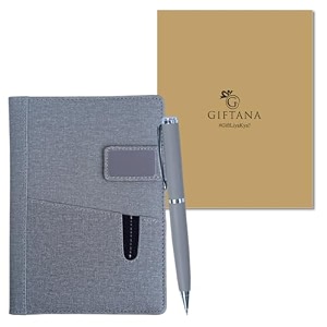 giftana 2 in 1 diary with pen gift set for men and women leather notebook diary amp metal pen birthday gifts for husband brother father diwali corporate gift for employee gift set grey2