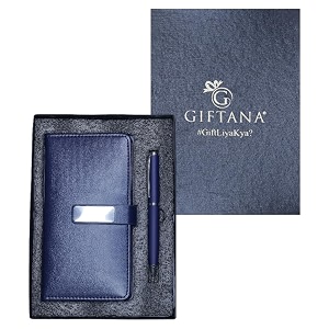 giftana 2 in 1 diary with pen gift set for men and women leather notebook diary amp metal pen birthday gifts for husband brother father diwali corporate gift for employee gift set navy blue