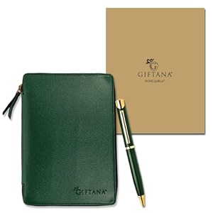 giftana 2 in 1 diary with pen gift set for men and women leather notebook diary amp metal pen birthday gifts for husband brother father new year corporate gift for employee gift set green