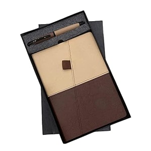 giftana 2 in 1 diary with pen gift set for men and women leather notebook diary amp metal pen birthday gifts for husband brother father new year corporate gift for employee gift set beige
