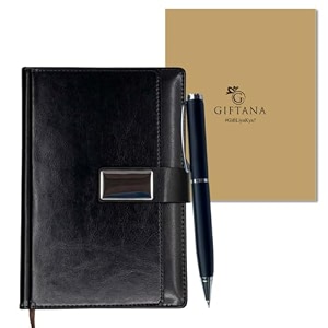giftana 2 in 1 diary with pen gift set for men and women leather notebook diary amp metal pen birthday gifts for husband brother father new year corporate gift for employee gift set black1