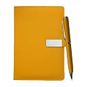 Giftana 2 in 1 Diary with Pen Gift Set for Men and Women, Leather Notebook Diary &amp; Metal Pen Birthday Gifts for Husband, Brother, Father New Year Corporate Gift for Employee Gift Set (Yellow1)