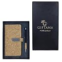 Giftana 2 in 1 Diary with Pen Gift Set for Men and Women, Leather Notebook Diary &amp; Metal Pen Birthday Gifts for Husband, Brother, Father New Year Corporate Gift for Employee Gift Set (Cork)