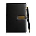 Giftana 2 in 1 Diary with Pen Gift Set for Men and Women, Leather Notebook Diary &amp; Metal Pen Birthday Gifts for Husband, Brother, Father New Year Corporate Gift for Employee Gift Set (Black Golden)