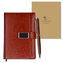 Giftana 2 in 1 Diary with Pen Gift Set for Men and Women, Leather Notebook Diary &amp; Metal Pen Birthday Gifts for Husband, Brother, Father New Year Corporate Gift for Employee Gift Set (Brown2)