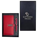 Giftana 2 in 1 Diary with Pen Gift Set for Men and Women, Leather Notebook Diary &amp; Metal Pen Birthday Gifts for Husband, Brother, Father Diwali Corporate Gift for Employee Gift Set (Red)