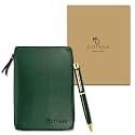 Giftana 2 in 1 Diary with Pen Gift Set for Men and Women, Leather Notebook Diary &amp; Metal Pen Birthday Gifts for Husband, Brother, Father New Year Corporate Gift for Employee Gift Set (Green)
