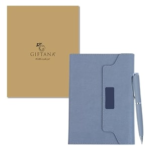 giftana 2 in 1 diary with pen gift set for men and women leather notebook diary amp metal pen birthday gifts for husband brother father new year corporate gift for employee gift set grey