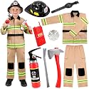 GIFTINBOX Firefighter Costume for Kids, Halloween Fireman Costume for Boys