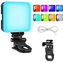 GIFTMAX AY-49J Mini RGB Video Light LED Camera Full Color Portable Photography Lighting with Rechargeable Battery CRI 95+ 6000K Dimmable Panel Lamp Support Magnetic (RGB Light with Battery)