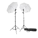 GiftMax® E27 Studio Single Holder Umbrella Lighting Kit for Photography Studio Single Holder KIT Umbrella White + Studio Light Stand 9 FT + Umbrella and Bulb Holder KIT Set of 2 (2 Single Holder, 2 Light Stand 9FT, 2 Umbrella
