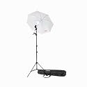 GiftMax® E27 Studio Single Umbrella Holder &amp; Stand - 9FT Light Stand, White Umbrella, 20W LED Bulb, Kit Bag