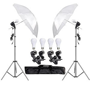 giftmax studio double holder kit umbrella white  studio light stand 9 ft