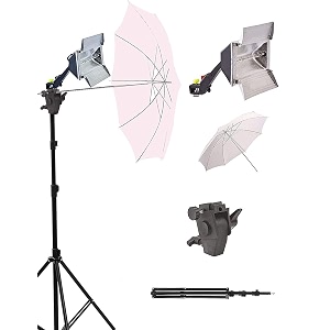 giftmax studio home 33 umbrella stand setup with sungun adapter b-bracket and stand single set with continuousvideo light with 1000 watt halogen tube b4 light kit set of 2