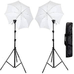 giftmax studio home 33 umbrella stand setup with sungun adapter  9ft stand  bag set of 2 2 sungun adapter 2 light stand 9ft 2 umbrellas 1 kit bag