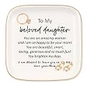 Gifts for Daughters Adult from Mom Ring Dish Ceramic Jewelry Tray, To My beloved daugher. I am hleased to hove you in my life. Love your mom, Birthday Gifts for Daughter Adults