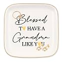 Gifts for Grandma from Granddaughter Grandson, Gift for Grandma Jewelry Dish Decorative Ring Tray, Blessed to have a grandma like you, Grandma Birthday Gifts, for Mother's Day, Christmas ect