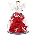 Gifts for Mom Mothers Day Birthday Gifts for Women Preserved Rose Forever Flower in Glass Angel Figurines Fresh Flowers for Delivery Anniversary Real Colorful Roses for Grandma Her Wife from Daughter