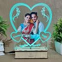 Customized 3D Illusion Heart Photo Led Gift Lamp | Gift for Couple on Valentine's Day | Multicolor (22X18cm),Acrylic