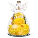 Gifts for Women Preserved Rose Forever Flower in Glass Angel Figurines Fresh Flowers for Delivery Prime Mothers Day Birthday Gifts for Mom Real Yellow Roses for Grandma Sister Wife Her from Daughter
