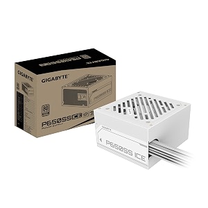 gigabyte gp-p650ss ice 650w atx power supply  non-modular  80 plus standard  silent fan  white edition