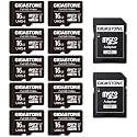 [Gigastone] 16GB Micro SD Card 10 Pack, Full HD Video, Surveillance Security Cam Action Camera Drone, 85MB/s Micro SDHC Class 10, with Adapter