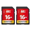 GIGASTONE 16GB SD Card 2-Pack UHS-I U1 Class 10 SDHC Memory Card High-Speed up to 80MB/s Full HD Video Compatible with SPYPOINT TACTACAM WOSPORTS Trail Camera, with 2 Mini Cases