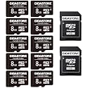 [Gigastone] 8GB Micro SD Card 10 Pack, Full HD Video, Surveillance Security Cam Action Camera Drone, 80MB/s Micro SDHC Class 10, with Adapter
