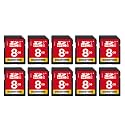 GIGASTONE 8GB SD Card 10-Pack UHS-I U1 Class 10 SDHC Memory Card, Speed Up to 80MB/s, Full HD Video Kodak Olympus Digital Camera, with 10 mini Cases