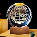 GIGAWATTS 3D Globe Crystal Ball Night Light USB Table LED Lamp Home Decor Lights with Wooden Base for Home Office Kids Teens (Pack of 1, Warm White)