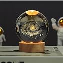 GIGAWATTS 3D Milkyway Galaxy Crystal Ball Night Light USB Table LED Lamp Home Decor Lights with Wooden Base for Home Office Kids Teens (Pack of 1, Warm White)