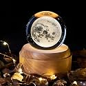 GIGAWATTS 3D Moon Crystal Ball Night Light USB Table LED Lamp Home Decor Lights with Wooden Base for Home Office Kids Teens (Pack of 1, Multicolor)