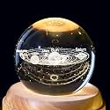 GIGAWATTS 3D Universe Crystal Ball Night Light USB Table LED Lamp Home Decor Lights with Wooden Base for Home Office Kids Teens (Pack of 1, Warm White)