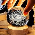 GIGAWATTS 3D Universe Crystal Ball Night Light USB Table LED Lamp Home Decor Lights with Wooden Base for Home Office Kids Teens (Pack of 1, Warm White)