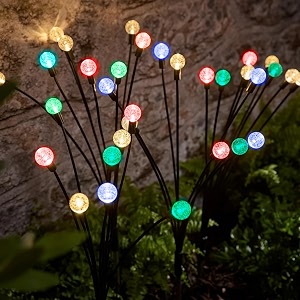 gigawatts gw-911 solar garden light outdoor 8 led firefly swaying lamp with 2v panel 600mah battery bis approved ip65 waterproof garden lights for lawn patio pathway pack of 1 multicolor