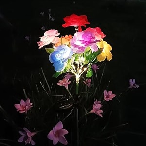 gigawatts gw-914 solar rose flower light  7-led solar garden light with 600mah battery bis approved ip65 waterproof for outdoor decoration pathways amp lawns pack of 1 warm white