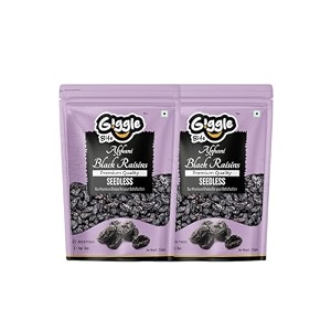 giggle bite premium seedless black raisins - pack of 2 250g each naturally sweet munakkakishmishkismis dry fruit  rich in iron fiber amp antioxidants  healthy snack for digestion amp immunity