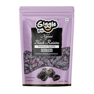 giggle bite premium seedless black raisins - pack of 250g  naturally sweet munakkakishmishkismis dry fruit  rich in iron fiber amp antioxidants  healthy snack for digestion amp immunity