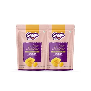 giggle bite premium green raisins - pack of 2 250g each soft amp naturally sweet kishmishmanukkakismis  rich in iron fiber amp antioxidants  healthy snack for kids amp adults  gluten-free dry fruit