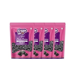 giggle bite premium seeded black raisins - pack of 4 250g each naturally sweet munakkakishmishkismis dry fruit  rich in iron fiber amp antioxidants  healthy snack for digestion amp immunity