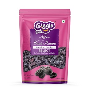 giggle bite premium seeded black raisins - pack of 250g  naturally sweet munakkakishmishkismis dry fruit  rich in iron fiber amp antioxidants  healthy snack for digestion amp immunity