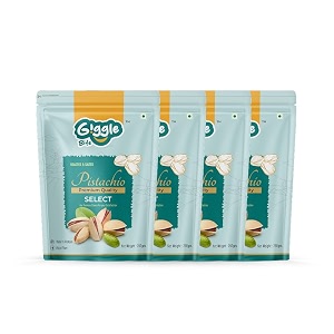 giggle bite select pistachios - pack of 4 250g each roasted amp lightly salted pista with shell dry fruits  crunchy protein-rich nuts  healthy snack for kids amp adults  gluten-free  ideal gifting