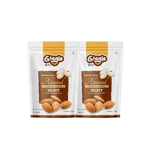 giggle bite select almondsbadam - pack of 2 250g each whole raw crunchy fresh amp real nuts  protein amp fiber-rich dry fruits  gluten-free healthy snack for kids amp adults pouch