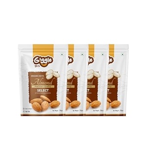 giggle bite select almondsbadam - pack of 4 250g each whole raw crunchy fresh amp real nuts  protein amp fiber-rich dry fruits  gluten-free healthy snack for kids amp adults pouch
