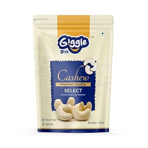 giggle bite premium jumbo cashew - pack of 250g  whole crunchy amp fresh kaju  rich in protein amp healthy fats  grade w320 dry fruits  ideal snack for kids amp adults  no preservatives gluten-free