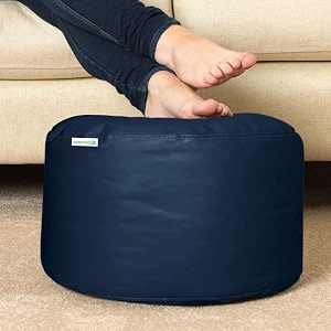 4xl bean bag with footstool amp cushion ready to use filled with beans  faux leather bean bag chair for home navy blue footrest