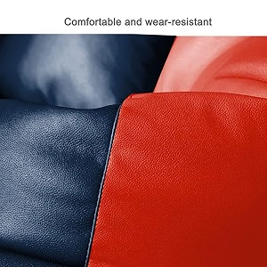 4xl bean bag with footstool amp cushion ready to use filled with beans  faux leather bean bag chair for home navy blue amp red xxxxl